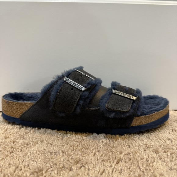 Birkenstock Arizona Shearling Lined Shoes‎ Mens Size 9 Suede Sandals German Made - Picture 1 of 7